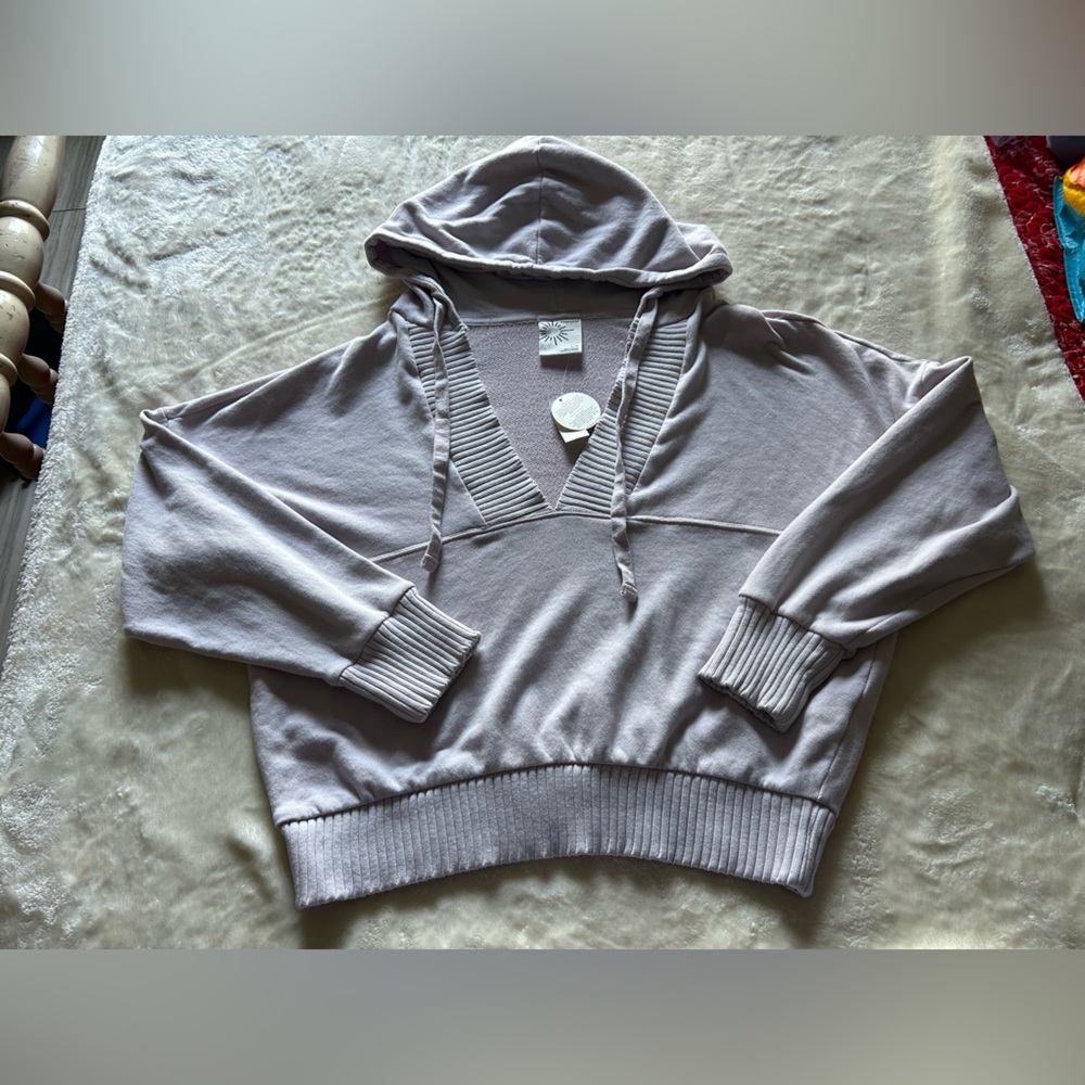 Light Gray/light lavender  Hooded Sweater size large